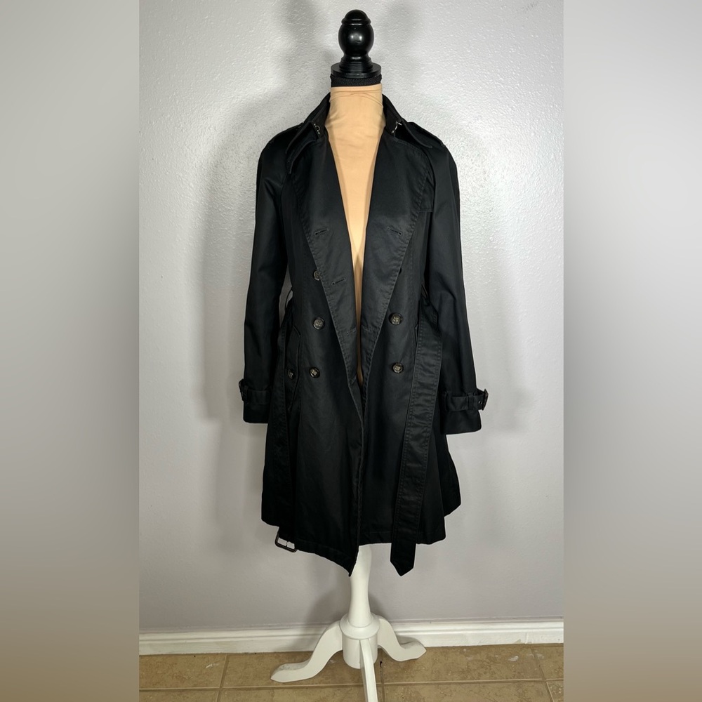 banana republic black belted trench coat XS quiet luxury old money fall capsule - Picture 2 of 14